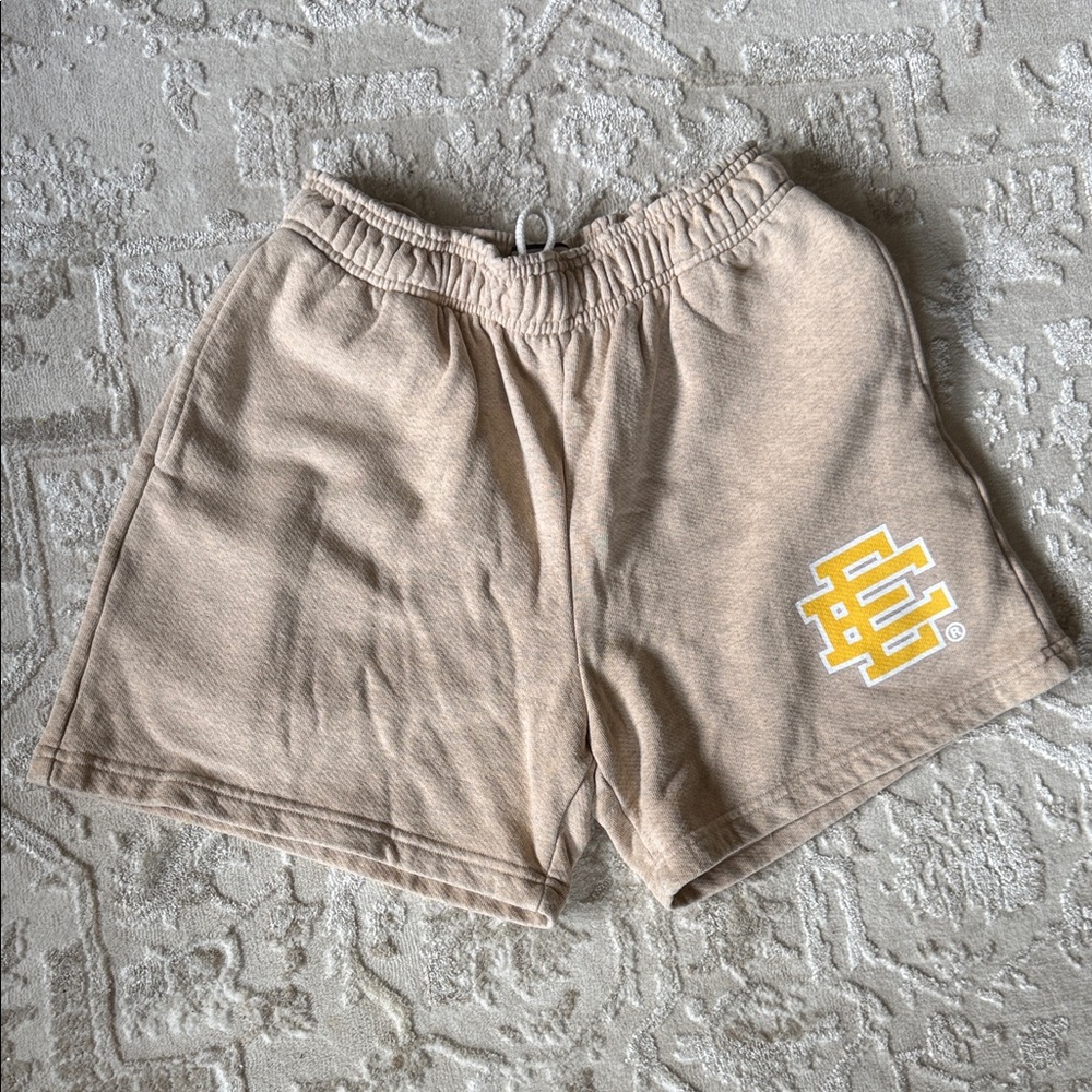 Eric Emanuel Tan Shorts with Yellow Logo